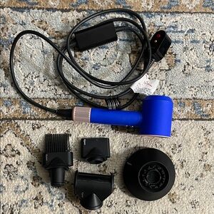 Blue Hair Dryer with Attachments